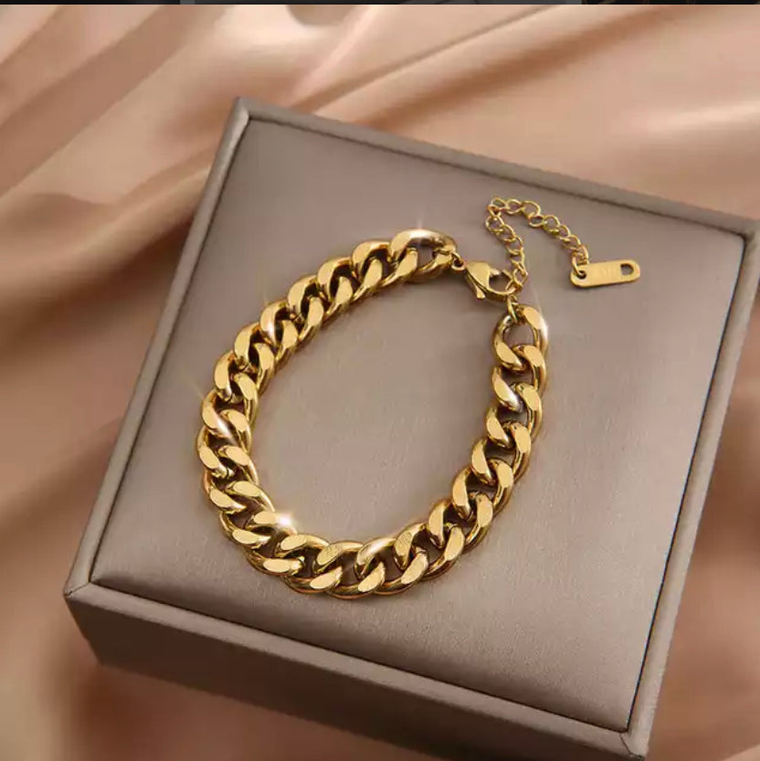 Cuban Link Gold Tone Bracelet